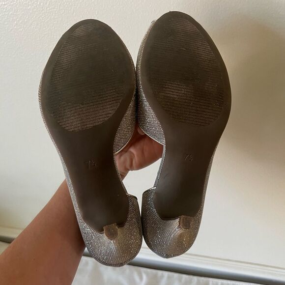Kelly & Katie Silver Gold Peep Toe Gold/silver Wedding Prom Heels Sz 7.5 SPARKLY - Picture 10 of 16